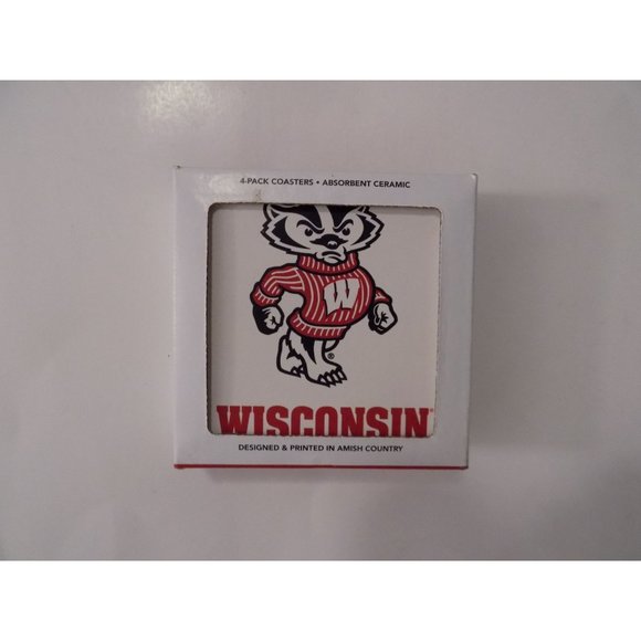 Wisconsin Badgers Ceramic Coasters 4 Piece Set College Football, Sports - Picture 2 of 6
